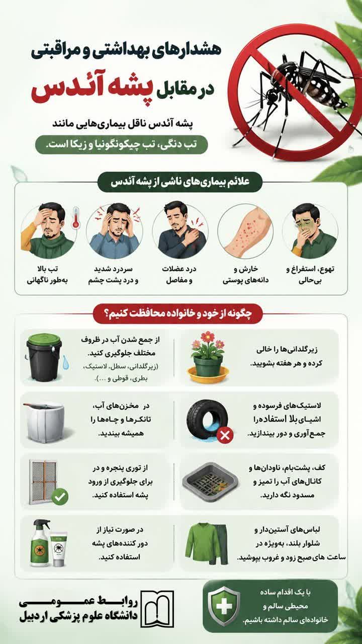 هشدارهاى بهداشتى ومراقبتى درمقابل پشه آئـدس